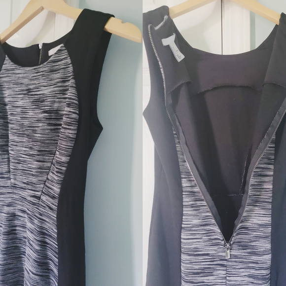 H&M Women's Dress Sz S Ponte Knit Midi Pencil Sheath Black Gray Sleeveless - Picture 5 of 6